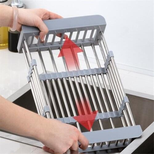 Drain Basket Stainless Steel Stretch Rack Vegetable Fruit Bowl Pan Storage