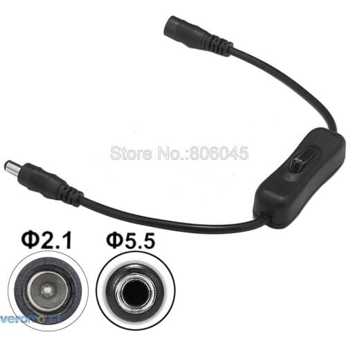 Light Switch DC 12V Female Male Power Cable 5.5x2.1mm DC Connector ON OFF Inline 304 Switch 5V 12V 24V for LED Strip Light Lamp