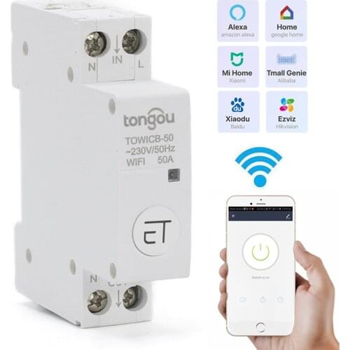 EWeLink WiFi Smart Circuit Breaker Energy-saving Magnetic Fixed 18mm Rail Main Switch Remote Control Work With Alexa/Google Home