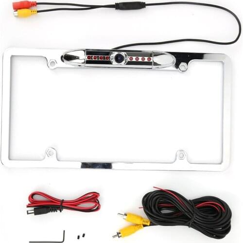 Universal 12V 170° American License Plate Rear View Camera Wide Angle Infrared Night Vison Reverse Assist Electroplate Silver