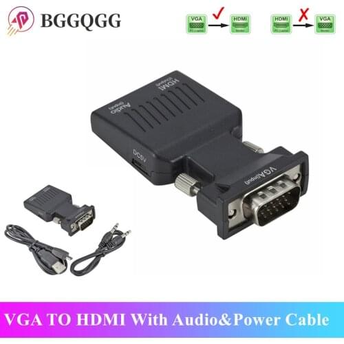 BGGQGG VGA Male to HDMI Female Converter with Audio Adapter Cables 720/1080P For HDTV Monitor Projector PC Laptop TV VGA TO HDMI