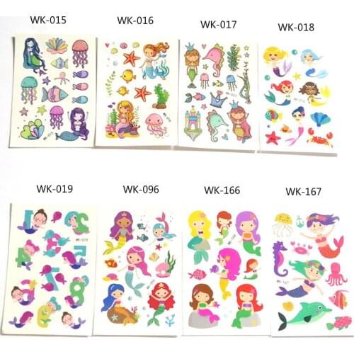 Green Cartoon Mermaid Princess Stickers Child Sticker Cute Tattoo Sticker 10Pcs/lot Random Pattern Color