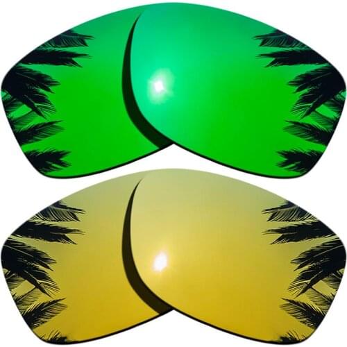 Green Mirrored & 24K Gold Mirrored Polarized Replacement Lenses for Jupiter Squared Frame 100% UVA & UVB