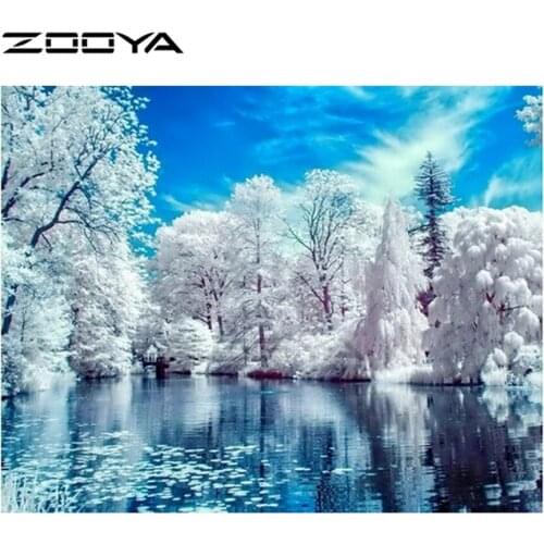 ZOOYA Sale Diamond Embroidery 5D DIY Diamond Painting Landscape Mosaic Pictures Rhinestone Painting Tree Landscape snow R2042