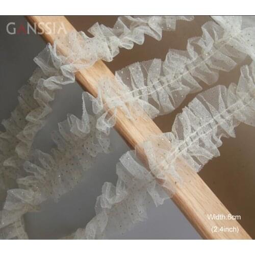 1Yard Width:6cm Natural Beige Golden Dot Lace Handmade Diy Decoration Lace for Bjd Fold Hair Band(ss-2444)