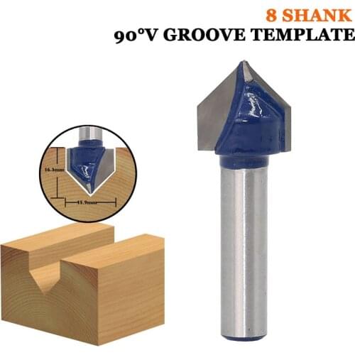 1pc8" Shank 90 Degree V Groove Template V-Groove V Grooving Router Bit - 5/8