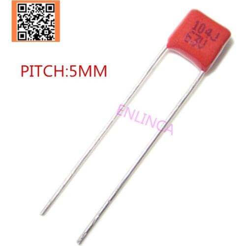 10pcs 63V 0.1UF 100NF 104J 0.22UF 220NF 224J 0.47UF 470NF 474J 1UF 105J PITCH 5MM 63V 5% DIP CBB Polypropylene film capacitor