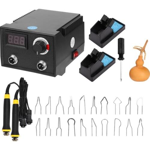 100W Multifunctional Digital Display Electric Gourd Wooden Pyrography Machine with 20pcs Heating Pen Heads