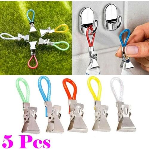 5pcs/lot Hanging Clips Tea Towel Hanging Clips Clip On Hooks Loops Hand Towel Hangers Travel Hanging Clothes Bathroom Organizer