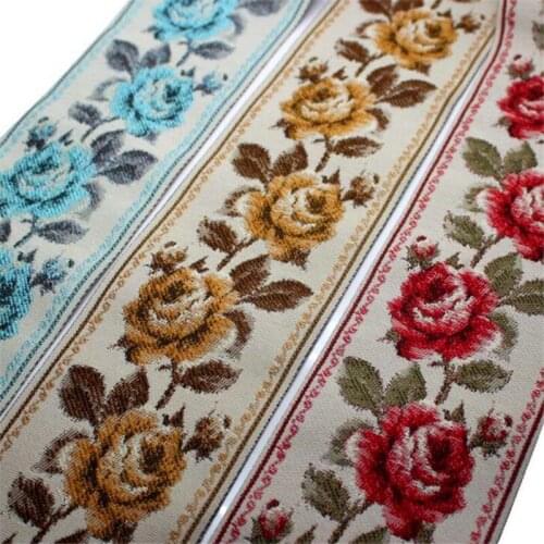 9cm Embroidered flower ribbon lace woven label Jacquard ribbons handmade craft garments accessories CX162