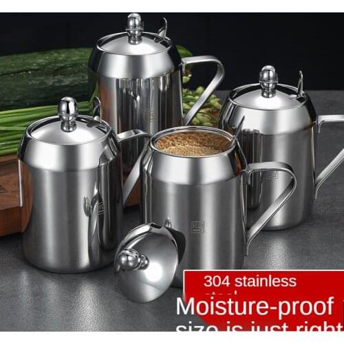 304 Stainless Steel Seasoning Jar Home With Spoon Spice Bottle With Lid Put Seasoning Salt Shaker Kitchen Supplies