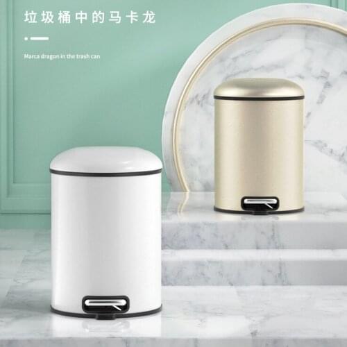 White Cover Trash Bin Nordic Pedal Europe Trash Can Kitchen Garbage Pail Kids Bedroom Rangement Cuisine Cleaning Tools BK50LJ