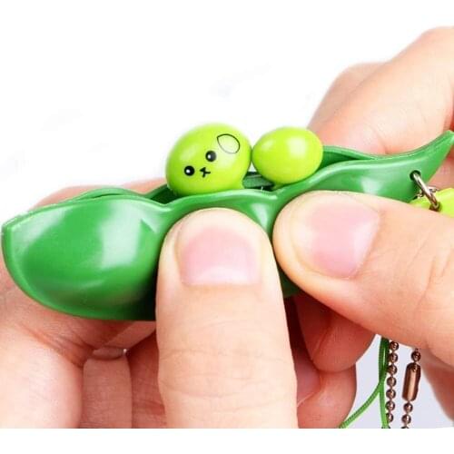 Infinite Squeeze Edamame Bean Pea Expression Chain Key Pendant Ornament Stress Relieve Decompression Toys antistress Dropship