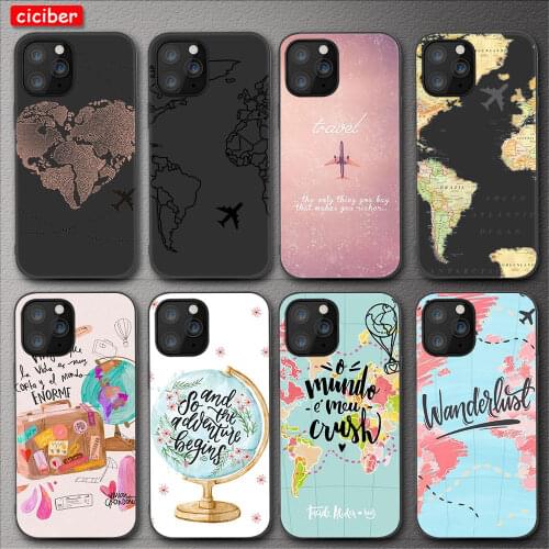 Airplane Map Travel Phone Case For iPhone 11 12 Pro Max Mini Cover for iPhone X XR XS MAX 7 8 6 6S Plus 5 SE 2020 Soft TPU Funda