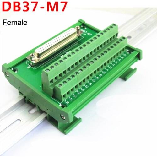 DB37 D Sub 37 Pin male / female socket terminal block breakout board adapter DIN Rail