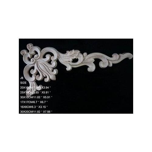 J8 -20x10cm Wood Carved Corner Onlay Applique Unpainted Frame Door Decal Working carpenter Flower