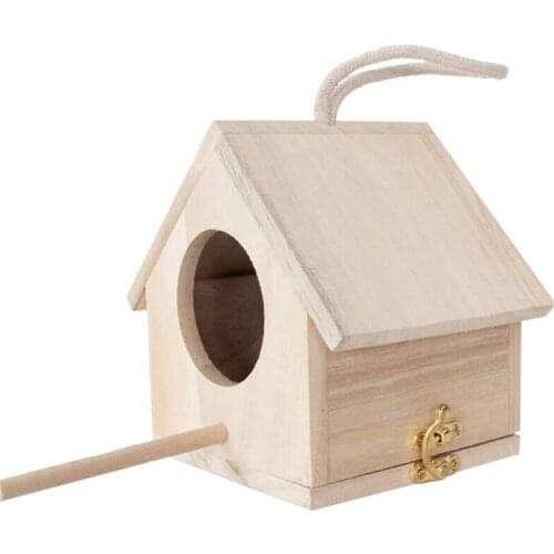 Wooden Bird House Hanging Nest Outside For Bird Finch Garden Patio Decor