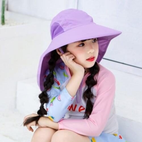 Kids Beach Sun Hat Wide Brim Hiking Hat Sunshade UV Protection Children Summer Travel Folding Fisherman Cap