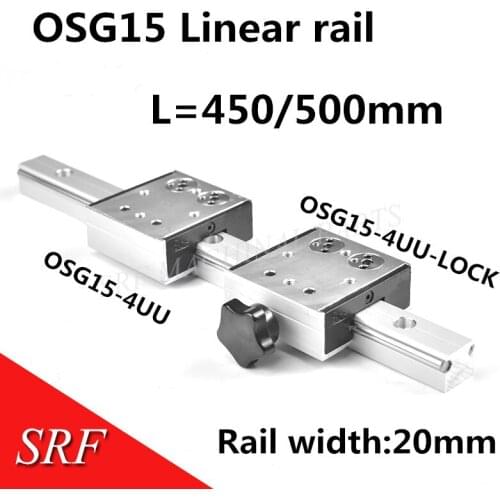 20mm width Double axis roller linear guide 1pcs OSG15 L=450/500mm+1pcs OSG15 linear motion rail slide block