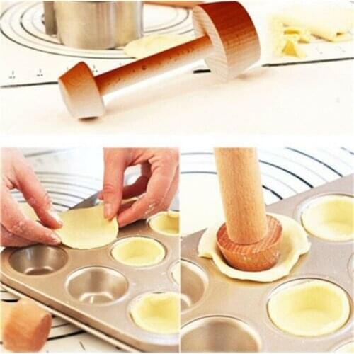 Double Side Wooden Egg Tart Tamper Portable Pastry Egg Tart Pusher Eggtart Mold Baking Cake Kitchen Accessories