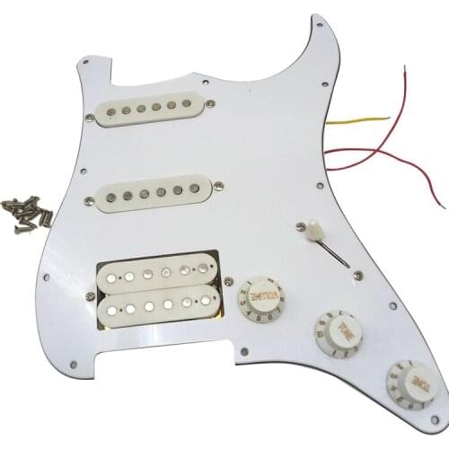 Electric Guitar Pickguard Pickups Loaded Prewired Scratchplate Assembly 11 Hole SSH White