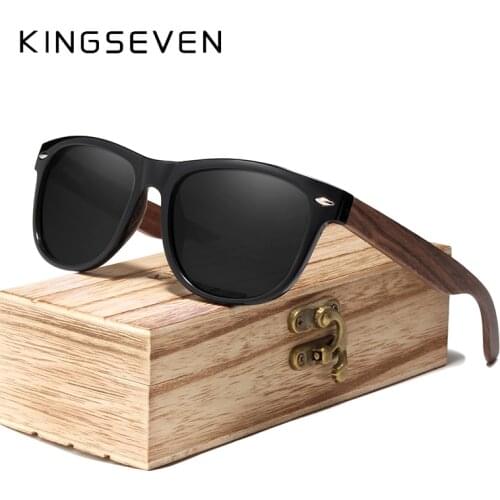 KINGSEVEN Brand Design Retro Men Women Polarized Handmade Walnut Wooden Sunglasses HD UV400 Mirror Lens Sun Glasses Eyewear