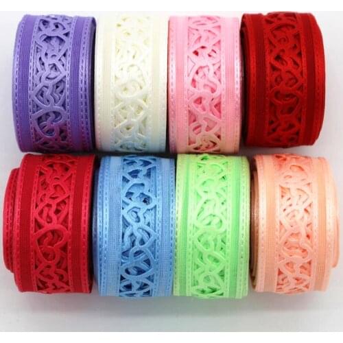 25mm 10 yards /20 yards hollow heart lace ribbon DIY handmade materials headwear sewing fabric colorful