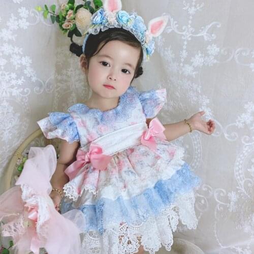 Baby Girl Summer Lace Stitching Vintage Gown Spanish Lolita Princess Dress for Girls Birthday Easter Party Causal Dress Y3018