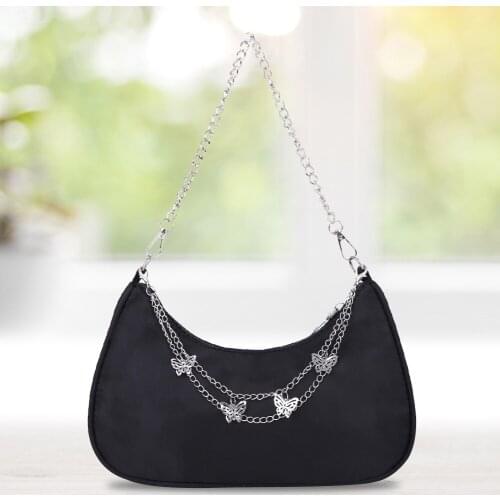 Fashion Women Solid Color Shoulder Underarm Bags Casual All-match Ladies Butterfly Chain Small Hobos Bags Luxury Design Handbags