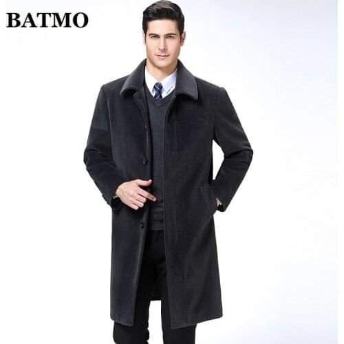 BATMO 2019 new arrival autumn&winter high quality cashmere long trench coat men,mens jackets,warm coat,plus-size M-XXXL,9188