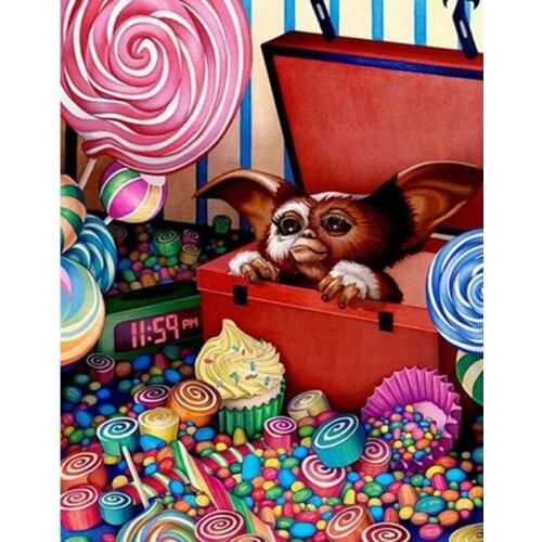 DIY Diamond Painting Cartoon Full Drill Square Diamond Embroidery Candy Rhinestone Mosaic Big Ear Monkey Home Decor Child Gift