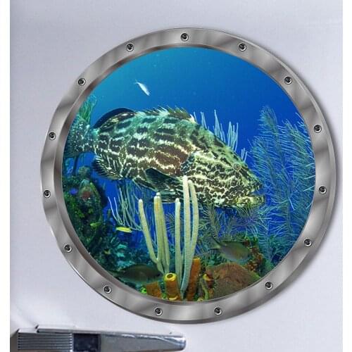 5 Styles Underwater Fish Wall Stickers Waterproof Dolphin Turtle Sticker For Washing Machine Decoration For Bathroom Decals PVC