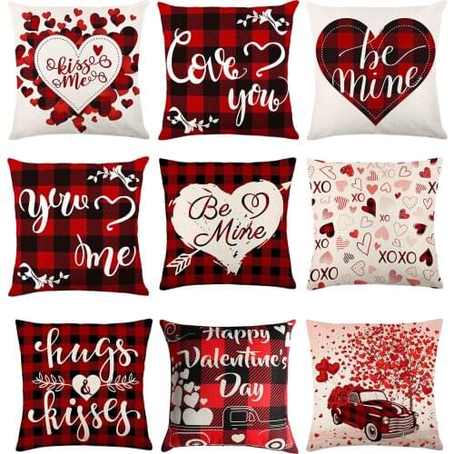 New Heart Letter Printed Pillow Case Valentines Day Cotton Linen Sofa Cushion Cover Home Decoration Accessories Dropshipping