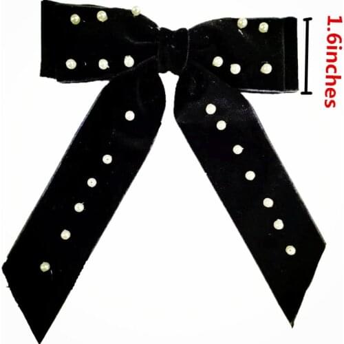 NEW double side velvet 1inch wide bow with tails clips girls hair alligater clips hair accessories