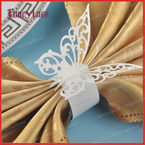 New Items 50pcs/lot Cute Butterfly Design Paper Napkin Rings Towel Holders Romatic Table Decoration Wedding Favors Free Shipping