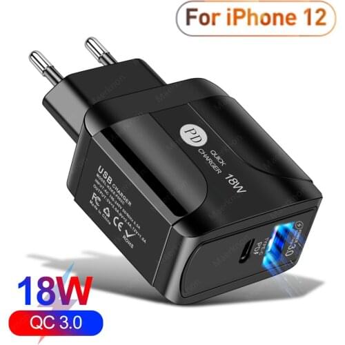 PD USB Charger 18W Quick Charge 4.0 3.0 USB-C Type USB C EU Fast Charger For iPhone 12 macbook air 2020 mobile phone chargers