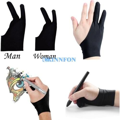 DHL 200PCS Artist Drawing Two Finger Glove Graphics Drawing Art Student Pen Tablet Pad
