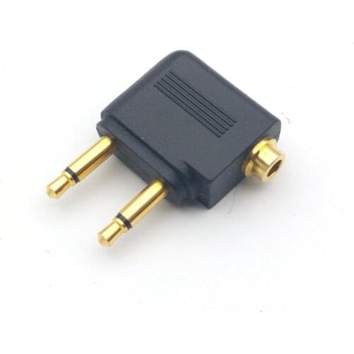 2pcs Portable Aircraft aviation headset conversion plug 3.5mm aircraft audio adapter gold plated male to female adapter