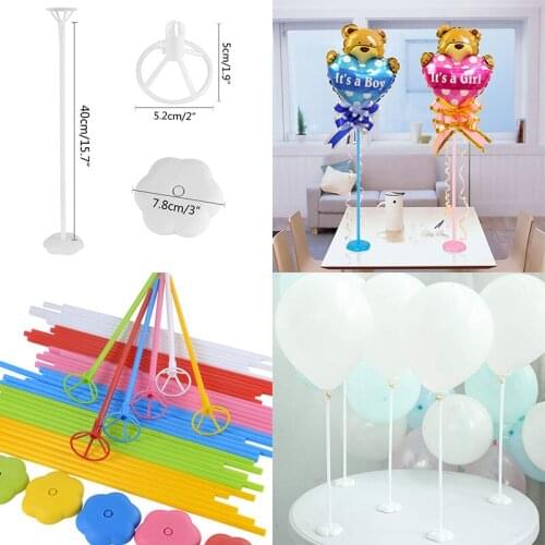 6pcs/lot 40cm Plastic Balloon Stick Balloon Holder With Base For Birthday Wedding Party Decoration Baby Shower Gift Supplies
