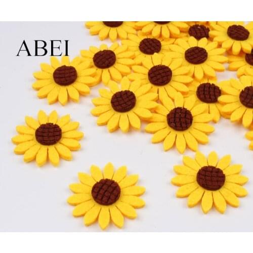 25pcs 4cm non woven Sunflower for Kindergarden Home Decoration flower felt pads