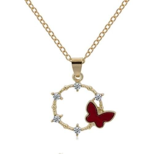 Simplicity Temperament Crystal Butterfly Animal Necklace Charm Female Clavicle Chain Necklace Fashion Women Jewelry Accessories