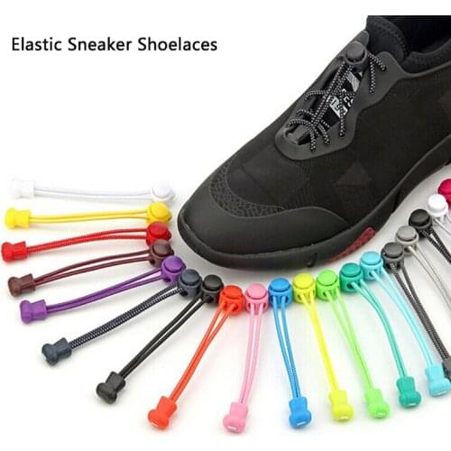 Stretching Lock lace 19 colors a pair Of Locking Shoe Laces Elastic Shoelaces Shoestrings Running/Jogging/Triathlon