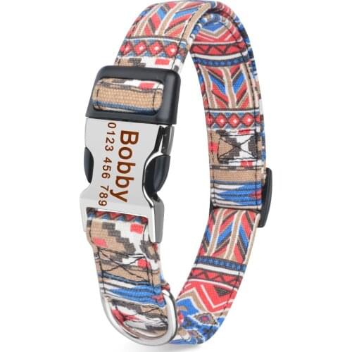 AiruiDog Adjustable Personalised Dog Collar Pet Custom Engraved NameTag ID Collars S M L