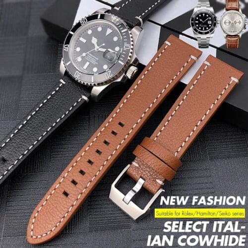 18mm 20mm 22mm 24mm Leather Cowhide Quality Watchband Replacement for Rolex Hamilton SEIKO SKX Omega IWC Watch Strap Free Tools