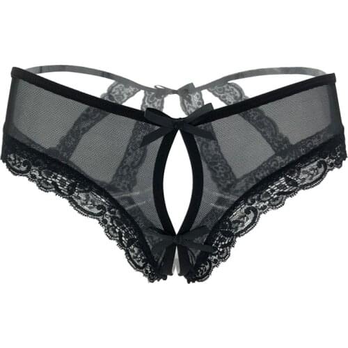 Women Sexy Lingerie Erotic Panties Open crotch Porn Lace Underwear Open Crotchless Sex Wear Couple Sex Briefs with Cage Back