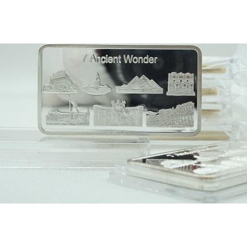 Silver bullion bar 7 Ancient Wonder Souvenir Old Culture Commemorative I Oz Coin
