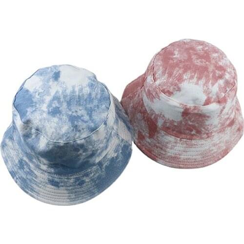 2021 New Fashion Spring Summer Fisherman Caps Reversible Multicolor Tie Dye Bucket Hats Cotton Women Female Outdoor