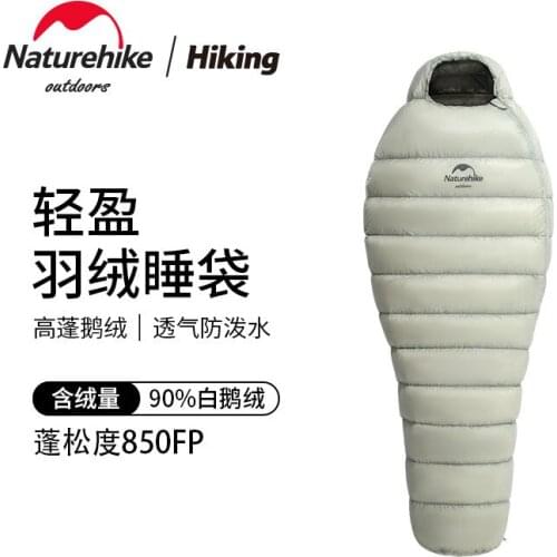 Naturehike 2021 New Hiking Camping Sleeping Bag 10D Nylon Ultralight Waterproof 850FP 90% Goose Down Sleeping Bag