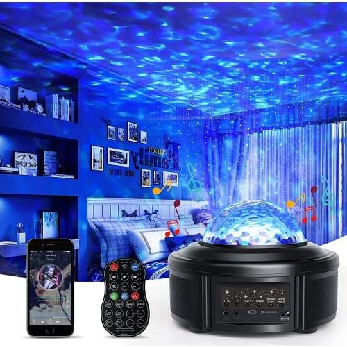 LED Star Night Light,Music Starry Water Wave LED Projector Light,Rotating RG Laser Star Light Sound-Activated Galaxy Projector