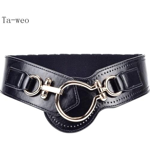 Ta-weo High-end Fashion Dress Coat Leather Cummerbunds Decorated Ceinture Luxury Girdle Black Wide Cummerbunds Women Belts